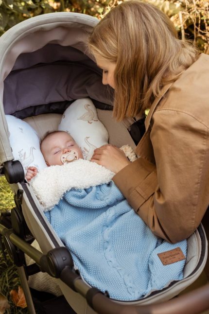 kocyk bawełniany z barankiem bruno baby blue