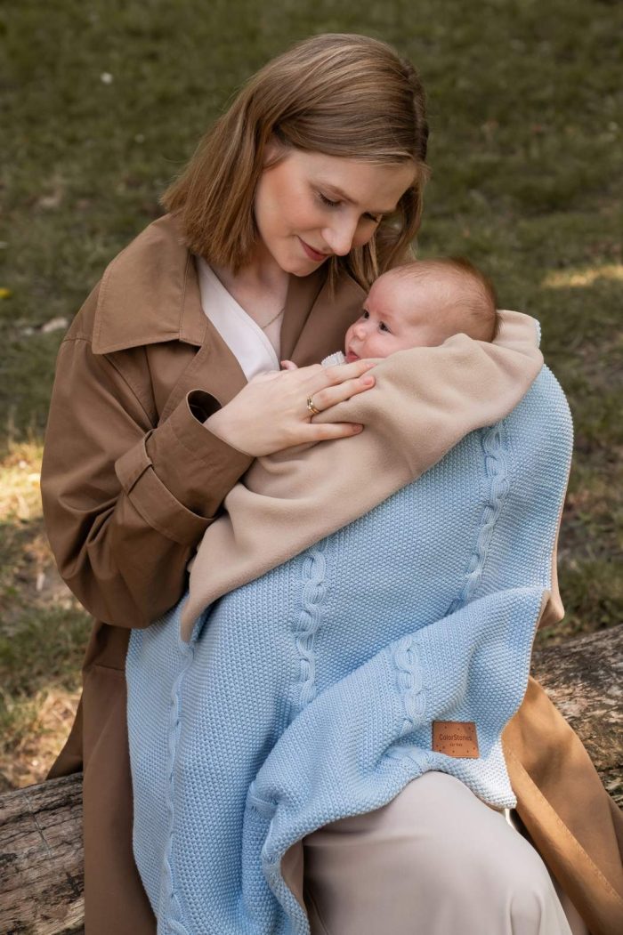 kocyk bawełniany z polarem nico baby blue