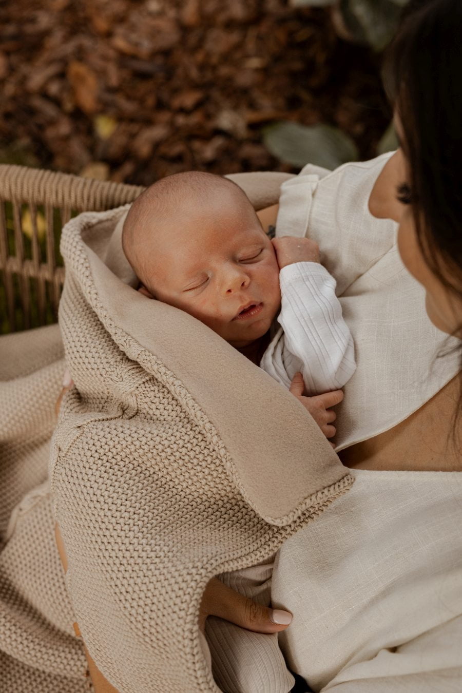 Warm Cotton Fleece Lined Baby Blanket Nico Cappuccino