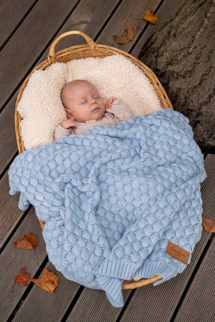 Kocyk bambusowy fema baby blue