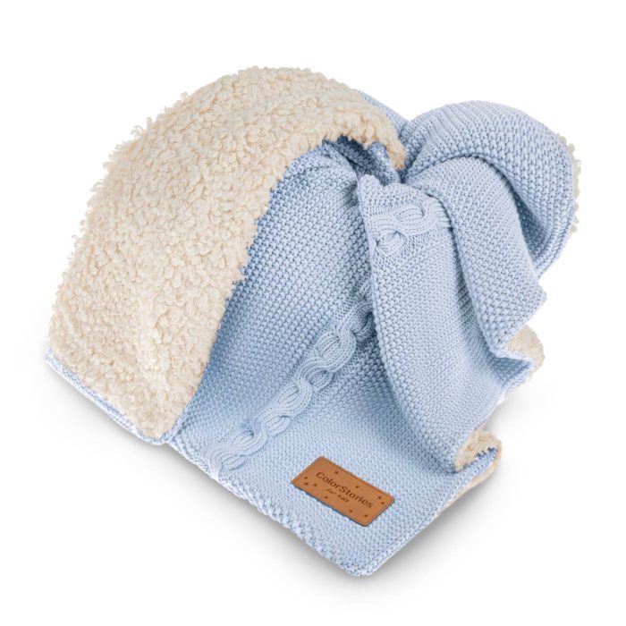 kocyk bawełniany z barankiem bruno baby blue