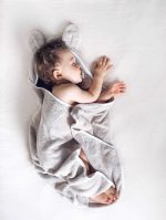 Cotton Hooded Bath Towel <b>Bear 85x85 cm</b> <em> Beige</em> - Image 8