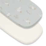 Cotton Pram Fitted Sheet 84x45 cm<em> 2-pack Beige & Happy Goose Olive </em>