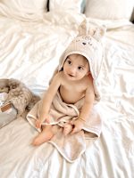 Cotton Hooded Bath Towel <b>Rabbit 85x85 cm</b> <em> Beige</em> - Image 13