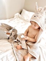 Cotton Hooded Bath Towel <b>Rabbit 85x85 cm</b> <em> Beige</em> - Image 14