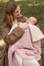 Ciepły Kocyk <b> bawełniany z barankiem</b> <em> Bruno Baby Blue </em> - obrazek 4