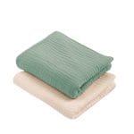 Muslin baby cloth 2 pcs.<b> 75x75 cm </b><em> warm beige and olive </em>