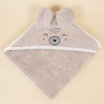 Cotton Hooded Bath Towel <b>Bear 85x85 cm</b> <em> Beige</em> - Image 5