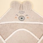 Cotton Hooded Bath Towel <b>Bear 85x85 cm</b> <em> Beige</em> - Image 3