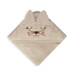 Cotton Hooded Bath Towel <b> Cat 85x85 cm</b> <em> Cappuccino </em>
