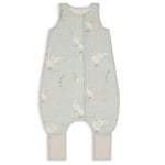 Happy Goose Olive sleeping bag with legs in an olive goose print on a white background