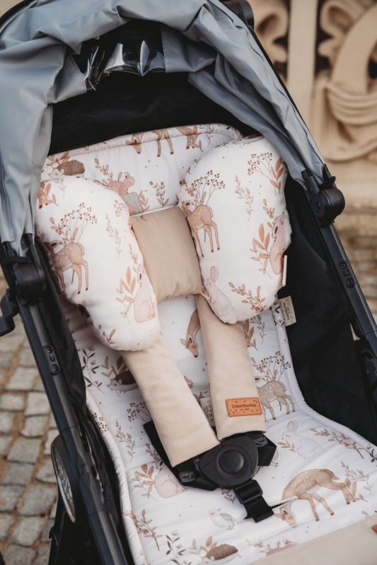 wkładka do spacerowki poduszka motylek nakładki na pasy forest friends beige