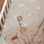 Cotton Baby Crib <b>Fitted Sheet 90x60 cm</b><em>Happy Goose Olive</em> - Image 3