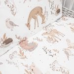Close-up of the Forest Friends print - fawns, hedgehog, squirrel and birds