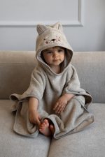 Ponczo kąpielowe dla dzieci 2-4 lata <b> Kotek </b> <em> Cappuccino </em> - obrazek 2