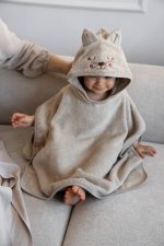 Ponczo kąpielowe dla dzieci 2-4 lata <b> Kotek </b> <em> Cappuccino </em> - obrazek 4