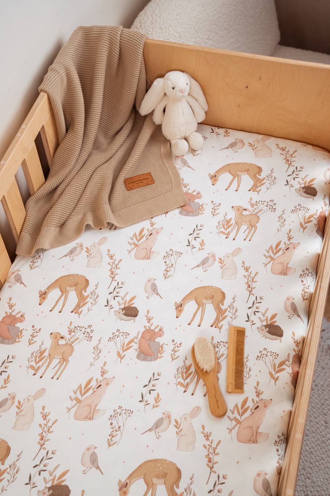 Cotton Baby Crib <b>Fitted Sheet 90x60 cm</b><em>Forest Friends</em> - Image 2