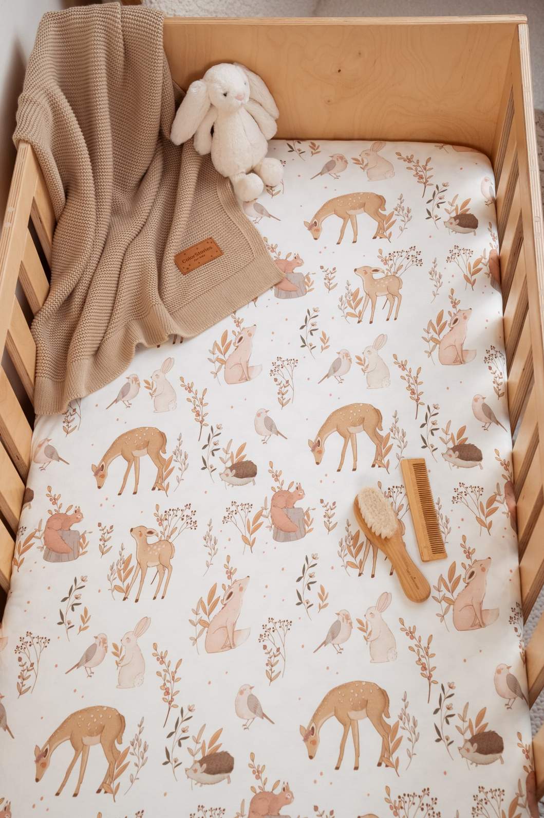 Cotton Baby Crib <b>Fitted Sheet 90x60 cm</b><em>Forest Friends</em> - Image 3