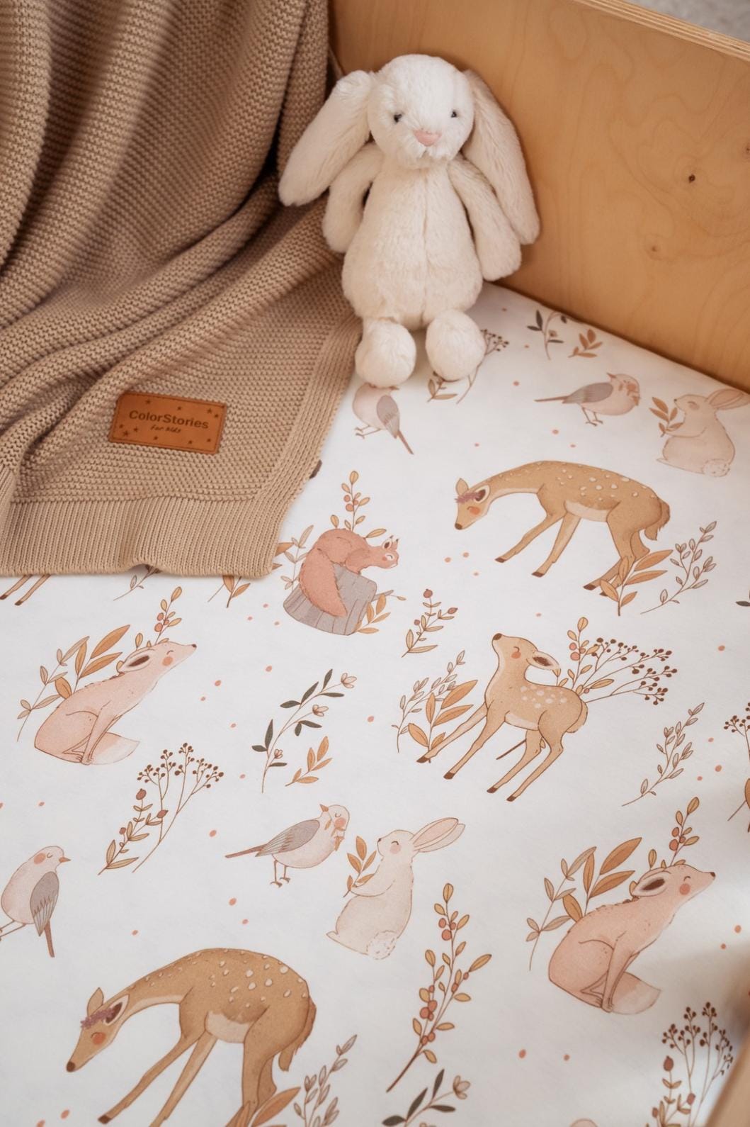 Cotton Baby Crib <b>Fitted Sheet 90x60 cm</b><em>Forest Friends</em> - Image 4