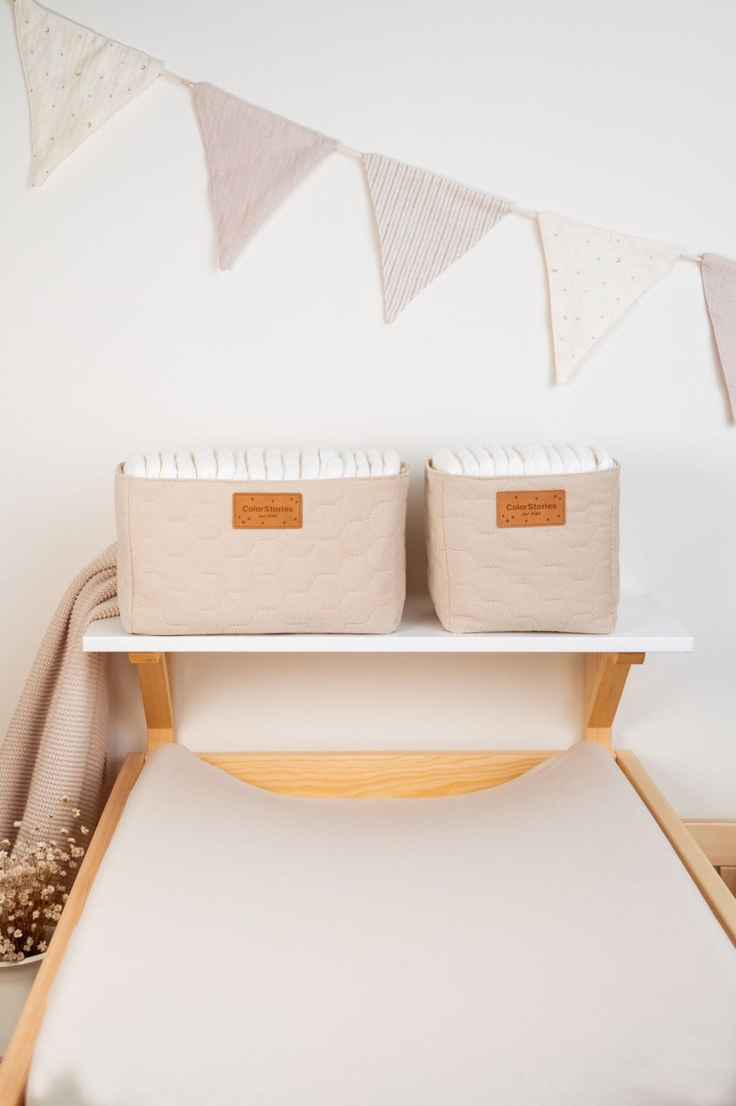Cotton Changing Mat Fitted Sheet <em> Beige </em> - Image 2