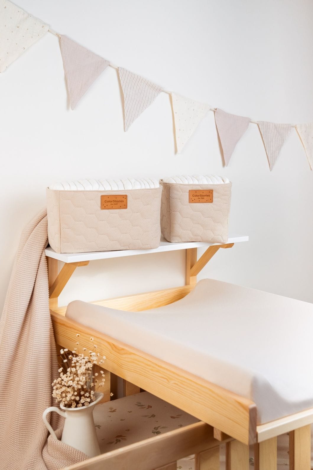Cotton Changing Mat Fitted Sheet <em> Beige </em> - Image 3