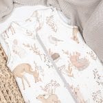 Close-up of the Forest Friends print - deer, bunny, bird and hedgehog