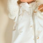 Close-up of the zip and goose print on the Happy Goose sleeping bag