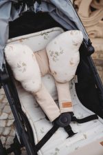 Wkładka do spacerówki Eucalyptus w listki eukaliptusa z poduszką motylkiem w wózku