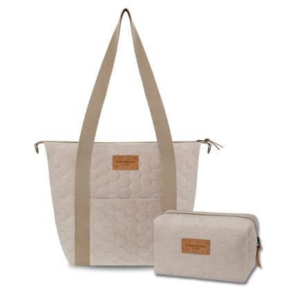 Zestaw  Torba do wózka M  + Kosmetyczka M 23×18 cm   Velvet Cappuccino
