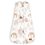 Forest Friends 0-6 month baby sleeping bag with deer print on a white background